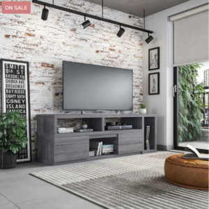 Modern Grey Low Profile TV Stand Console